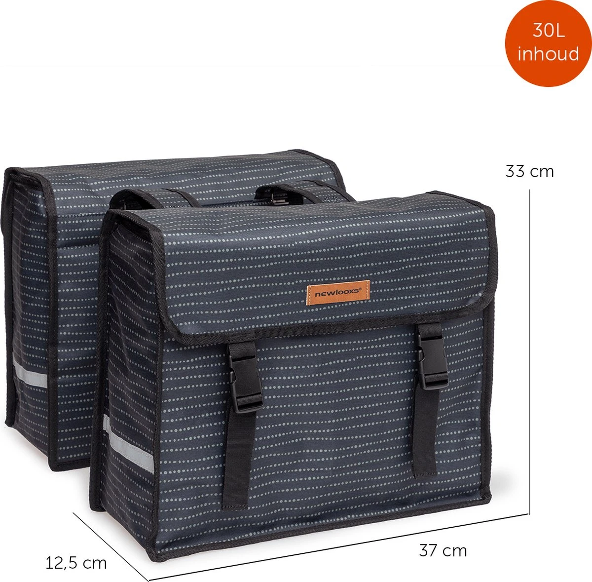 New Looxs Fiori Double Nomi Dubbele Fietstas - 30 Liter - Zwart 3 New Looxs Fiori Double Nomi Dubbele Fietstas - 30 Liter - Zwart - Afbeelding 3