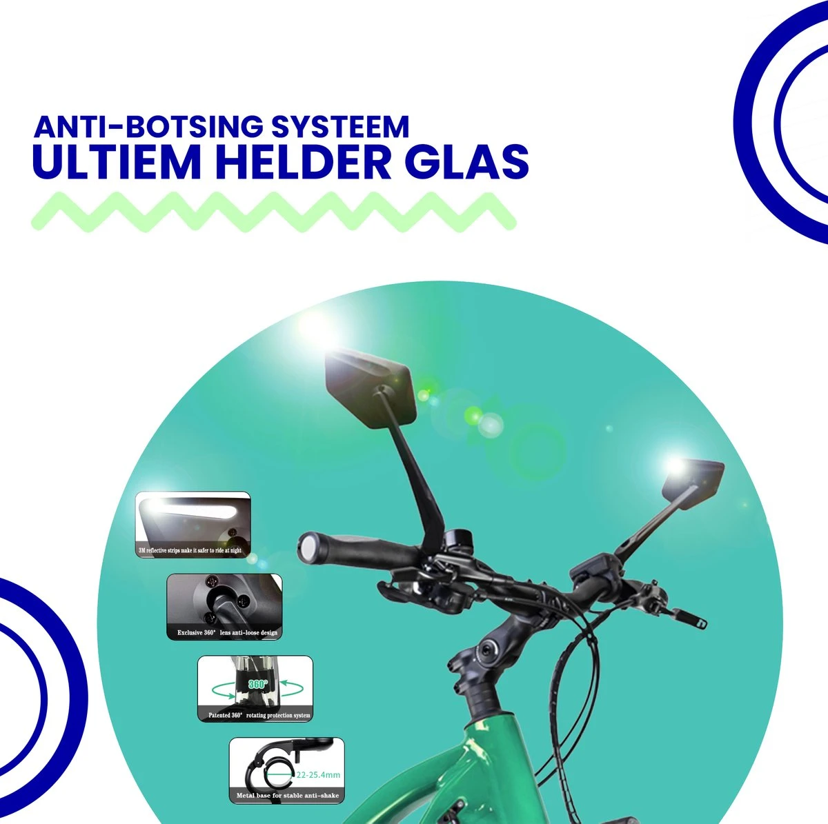 Beyond Gold - Fietsspiegel - Links - Reflectie Strip - E Step - Elektrische Fiets - Mountain Bike - Incl Grote Kijkhoek - Achteruitkijkspiegel - 360º Verstelbaar - Multifunctioneel - Incl Inbussleutel - Fiets Spiegel 8 Beyond Gold - Fietsspiegel - Links - Reflectie Strip - E Step - Elektrische Fiets - Mountain Bike - Incl Grote Kijkhoek - Achteruitkijkspiegel - 360º Verstelbaar - Multifunctioneel - Incl Inbussleutel - Fiets Spiegel - Afbeelding 8