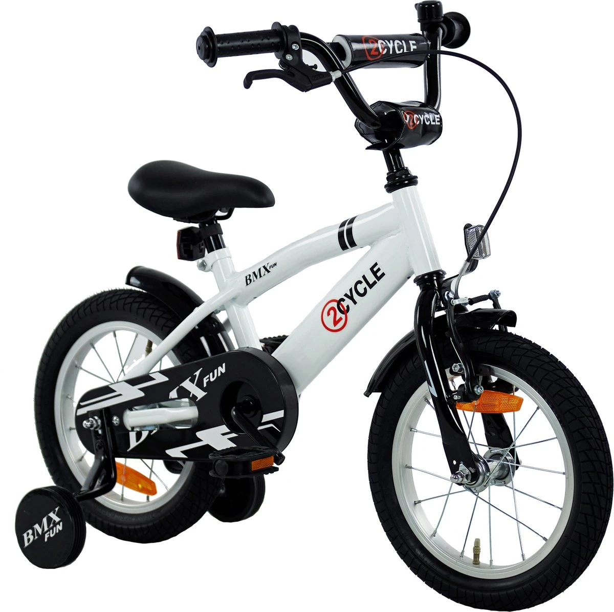 2Cycle BMX-Fun Kinderfiets - 14 Inch - Wit - Jongensfiets 2 2Cycle BMX-Fun Kinderfiets - 14 Inch - Wit - Jongensfiets - Afbeelding 2