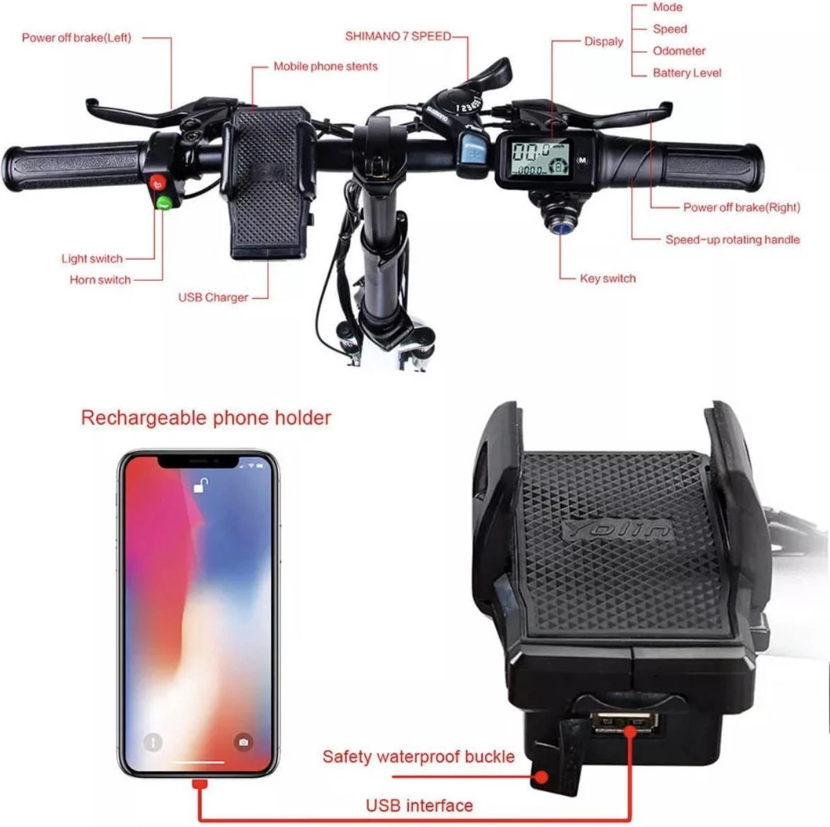 Samebike Elektrische Vouwfiet - Shimano 7 Speed Derailleur - 48V/ 10Ah Lithium Batterij - Aluminium -sportief/modern - 35km/u - Wit 2 Samebike Elektrische Vouwfiet - Shimano 7 Speed Derailleur - 48V/ 10Ah Lithium Batterij - Aluminium -sportief/modern - 35km/u - Wit - Afbeelding 2