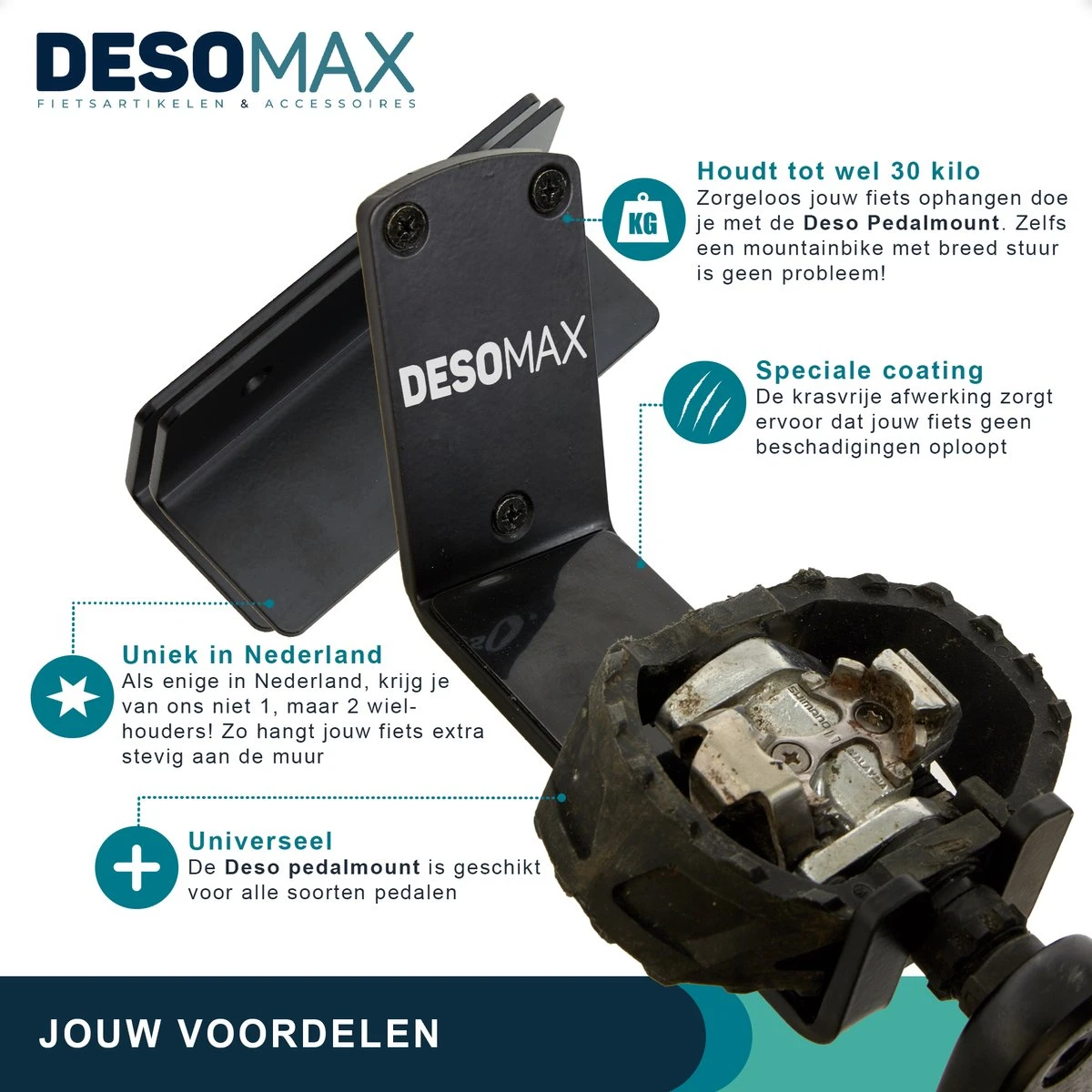 Merkloos Fiets Ophangsysteem Ophangbeugel En Muurbeugel DesoMax® Muurhaak - Muurbevestiging Voor Pedaal Aan De Muur - Wandhouder 2 Merkloos Fiets Ophangsysteem Ophangbeugel En Muurbeugel DesoMax® Muurhaak - Muurbevestiging Voor Pedaal Aan De Muur - Wandhouder - Afbeelding 2