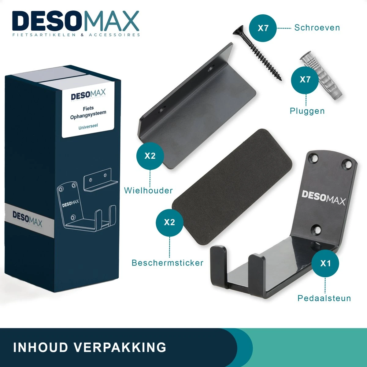 Merkloos Fiets Ophangsysteem Ophangbeugel En Muurbeugel DesoMax® Muurhaak - Muurbevestiging Voor Pedaal Aan De Muur - Wandhouder 8 Merkloos Fiets Ophangsysteem Ophangbeugel En Muurbeugel DesoMax® Muurhaak - Muurbevestiging Voor Pedaal Aan De Muur - Wandhouder - Afbeelding 8