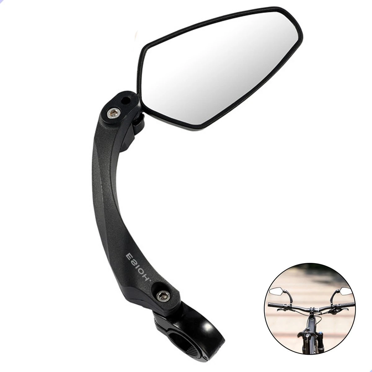 Esioh® Verstelbare Fietsspiegel Rechts Ebike Op Stuur - Achteruitkijkspiegel Fiets – Zijspiegel Fiets 360 ° Draaibaar - Zwart 2 Esioh® Verstelbare Fietsspiegel Rechts Ebike Op Stuur - Achteruitkijkspiegel Fiets – Zijspiegel Fiets 360 ° Draaibaar - Zwart - Afbeelding 2