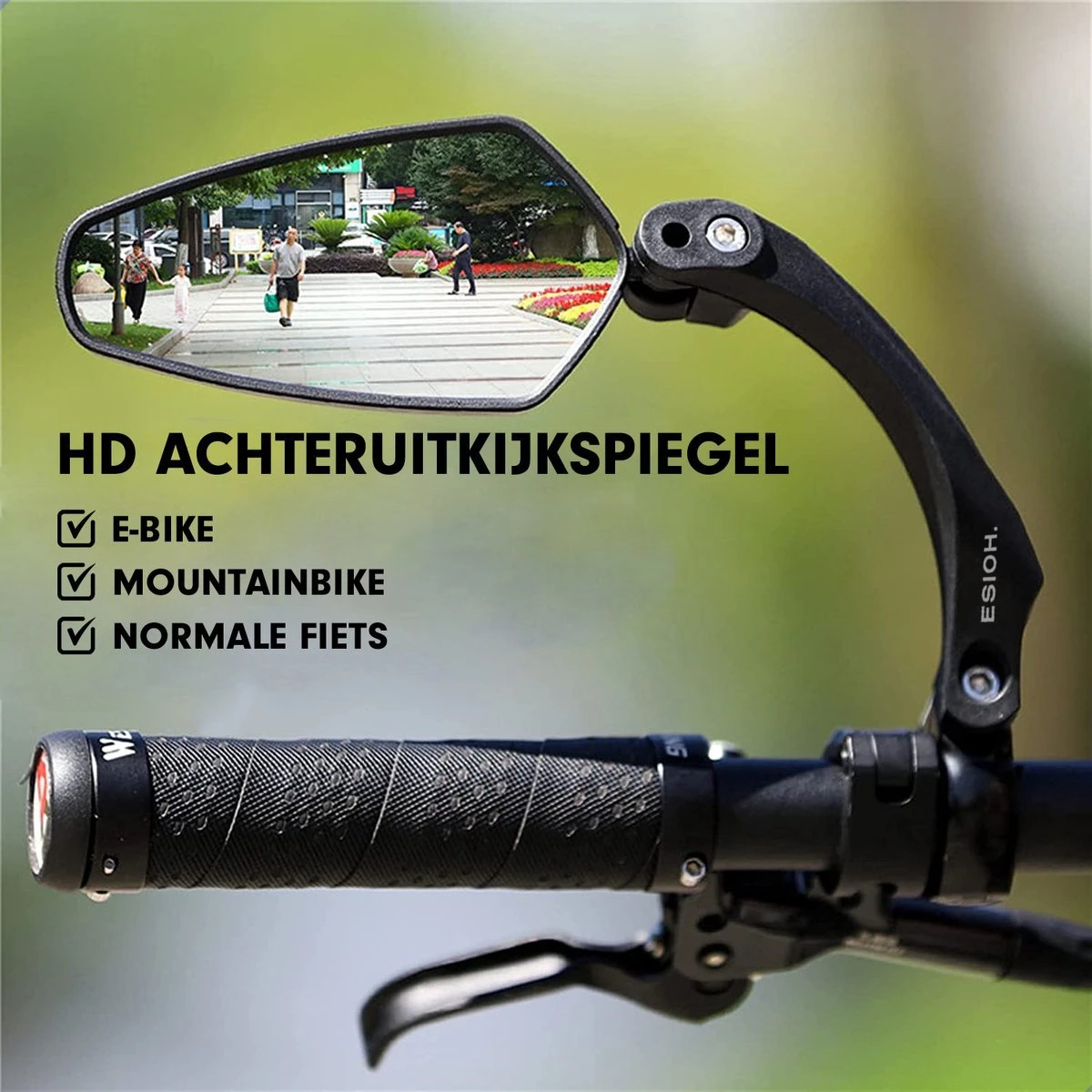 Esioh® Verstelbare Fietsspiegel Rechts Ebike Op Stuur - Achteruitkijkspiegel Fiets – Zijspiegel Fiets 360 ° Draaibaar - Zwart 3 Esioh® Verstelbare Fietsspiegel Rechts Ebike Op Stuur - Achteruitkijkspiegel Fiets – Zijspiegel Fiets 360 ° Draaibaar - Zwart - Afbeelding 3