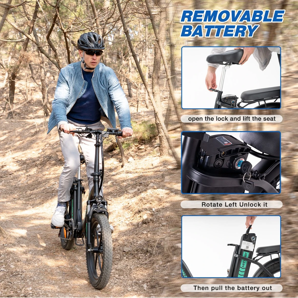 HITWAY Elektrische Fiets - E-Bike - 20 Inch- Fatbike - 250 W- Shimano 7 Versnellingen 4 HITWAY Elektrische Fiets - E-Bike - 20 Inch- Fatbike - 250 W- Shimano 7 Versnellingen - Afbeelding 4