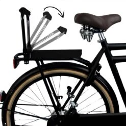 Fietskussen, Rugleuning En Voetsteuntjes - Complete Set Voor Je Fiets - Ideaal Voor Kleuter Of Schoolkind (van 5 Tot 8 Jaar)- Zwart - Comfortabel - Velcro Bevestiging - Waterafstotend