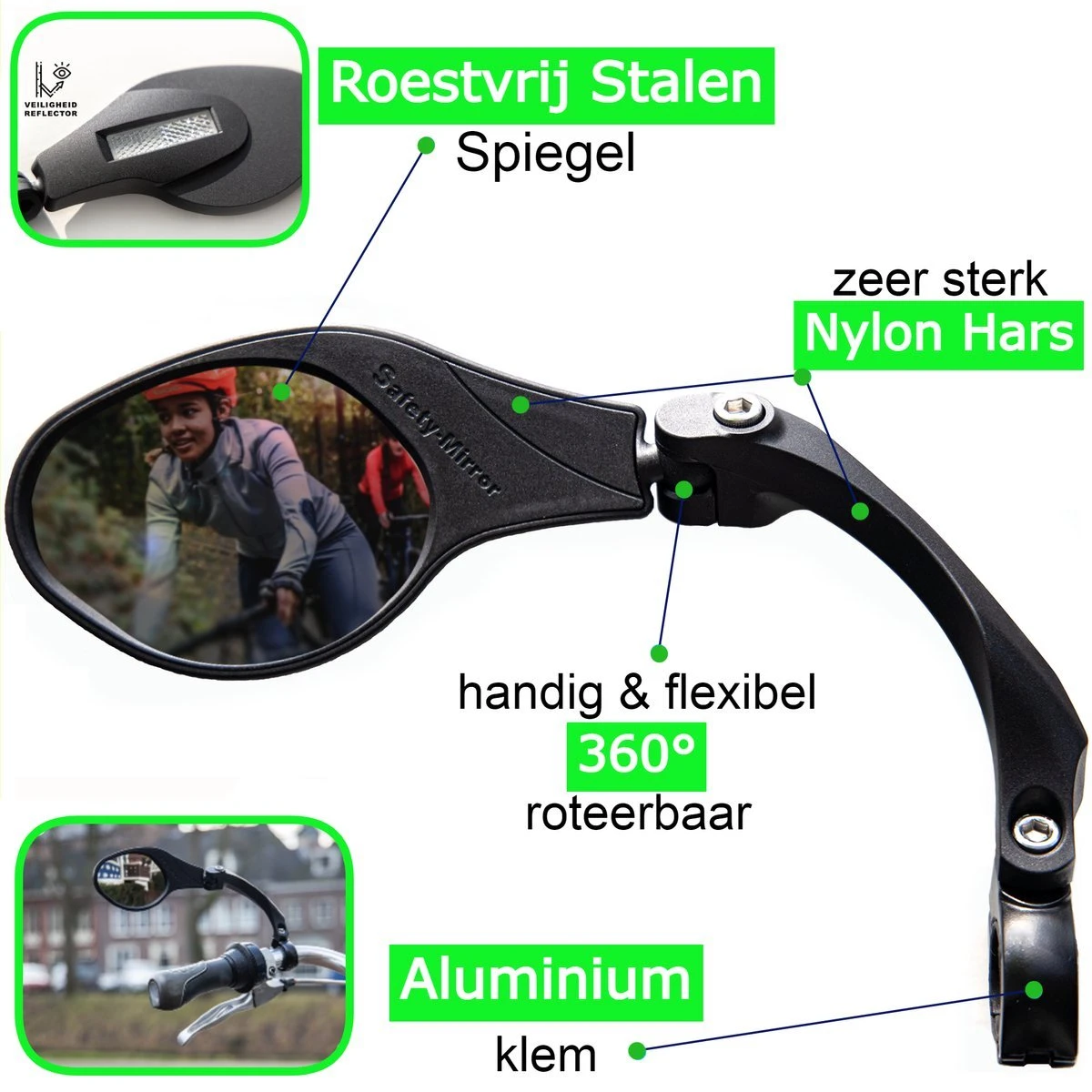 Merkloos Life-X Fietsspiegel – Ebike – 360° Verstelbaar – Links 1 Merkloos Life-X Fietsspiegel – Ebike – 360° Verstelbaar – Links