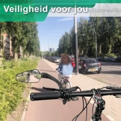 Merkloos Fietsspiegel + Reflectiestrip - Links - E-bike - Verstelbaar 360 Graden - Zwart -Fietsuitrustings Winkel 1200x1200 143
