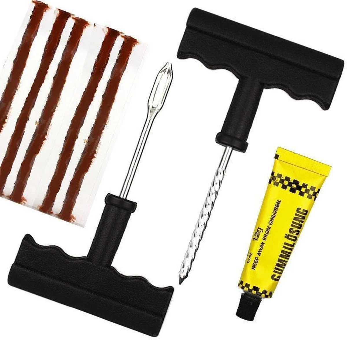 Benson Bandenreparatieset Easy Seal - Proppenset Tubeless Voor Auto - Motor - Scooter - Etc. - 9 Delig 2 Benson Bandenreparatieset Easy Seal - Proppenset Tubeless Voor Auto - Motor - Scooter - Etc. - 9 Delig - Afbeelding 2