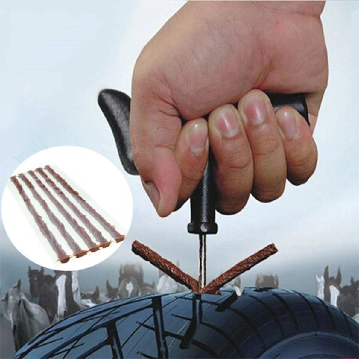 Benson Bandenreparatieset Easy Seal - Proppenset Tubeless Voor Auto - Motor - Scooter - Etc. - 9 Delig 6 Benson Bandenreparatieset Easy Seal - Proppenset Tubeless Voor Auto - Motor - Scooter - Etc. - 9 Delig - Afbeelding 6