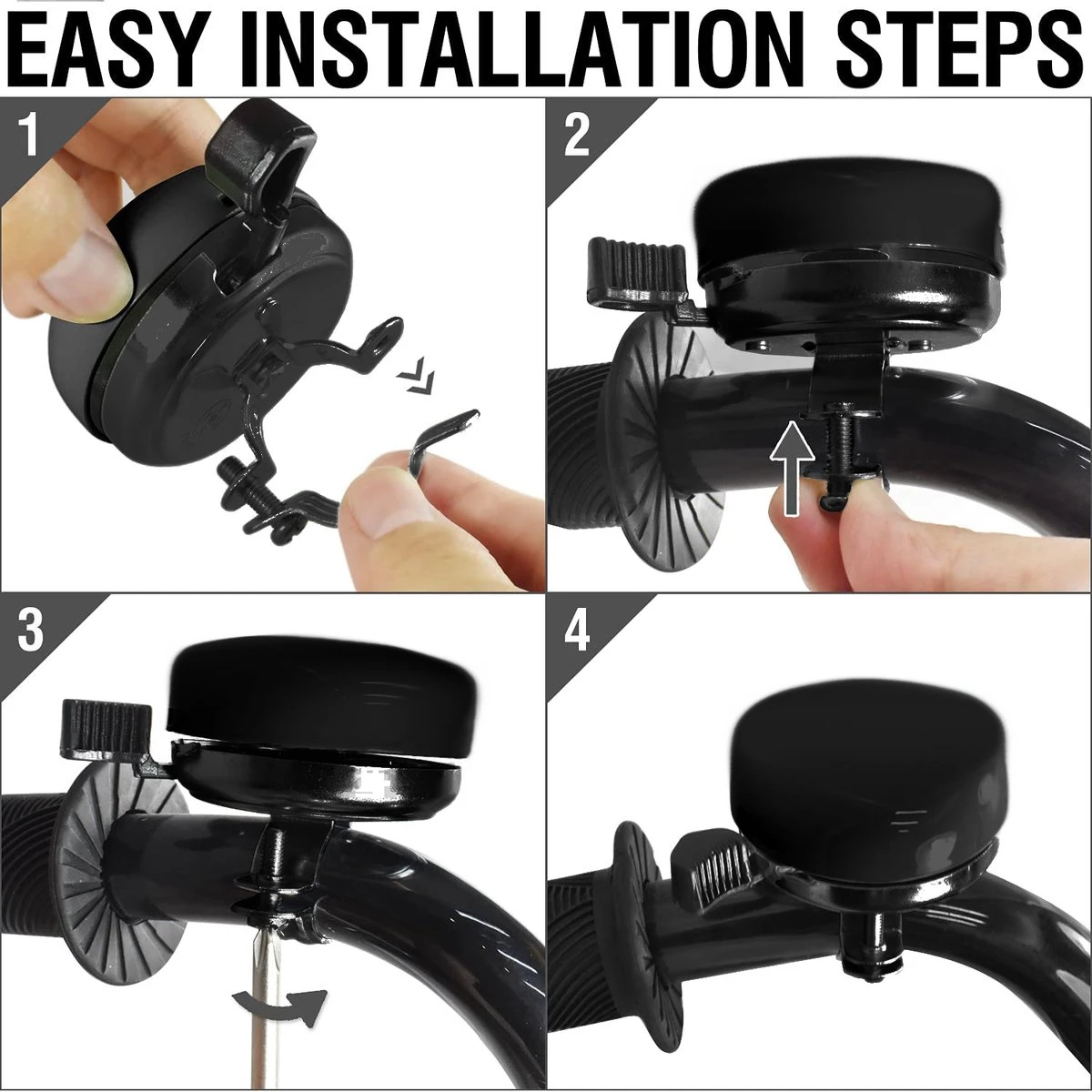 Fietsbel Zwart 5.5 Cm Stalen Fietsbel - Universele Fietsbel Zwart Hoorbare Klank. 2 Fietsbel Zwart 5.5 Cm Stalen Fietsbel - Universele Fietsbel Zwart Hoorbare Klank. - Afbeelding 2