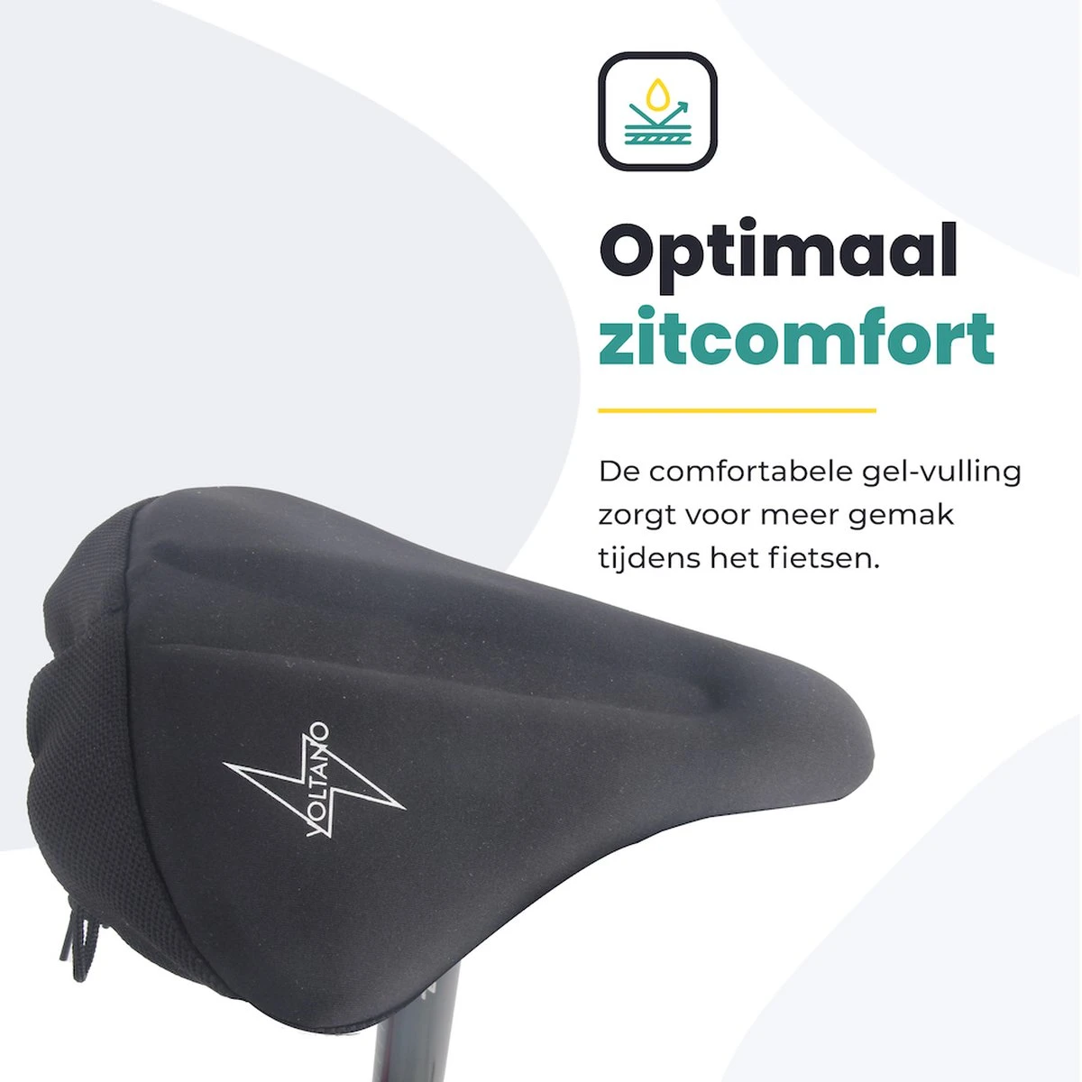 Voltano Luxe Gel Zadelhoes Fiets – Zwart – Met Uitsparing – Brede Fietszadels - 100% Waterdicht - Universele Zadeldek 2 Voltano Luxe Gel Zadelhoes Fiets – Zwart – Met Uitsparing – Brede Fietszadels - 100% Waterdicht - Universele Zadeldek - Afbeelding 2