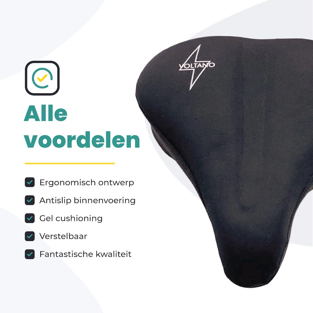 Voltano Luxe Gel Zadelhoes Fiets – Zwart – Met Uitsparing – Brede Fietszadels - 100% Waterdicht - Universele Zadeldek 8 Voltano Luxe Gel Zadelhoes Fiets – Zwart – Met Uitsparing – Brede Fietszadels - 100% Waterdicht - Universele Zadeldek - Afbeelding 8