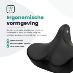 Voltano City XXXL Fietszadel – Unisex Extra Breed Fietszadel – Tegen Zadelpijn – 100% Waterdicht – Incl. Gratis Zadelstrop - Zwart -Fietsuitrustings Winkel 1200x1200 415