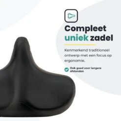 Voltano City XXXL Fietszadel – Unisex Extra Breed Fietszadel – Tegen Zadelpijn – 100% Waterdicht – Incl. Gratis Zadelstrop - Zwart -Fietsuitrustings Winkel 1200x1200 417
