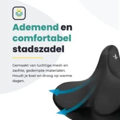 Voltano City XXXL Fietszadel – Unisex Extra Breed Fietszadel – Tegen Zadelpijn – 100% Waterdicht – Incl. Gratis Zadelstrop - Zwart -Fietsuitrustings Winkel 1200x1200 418