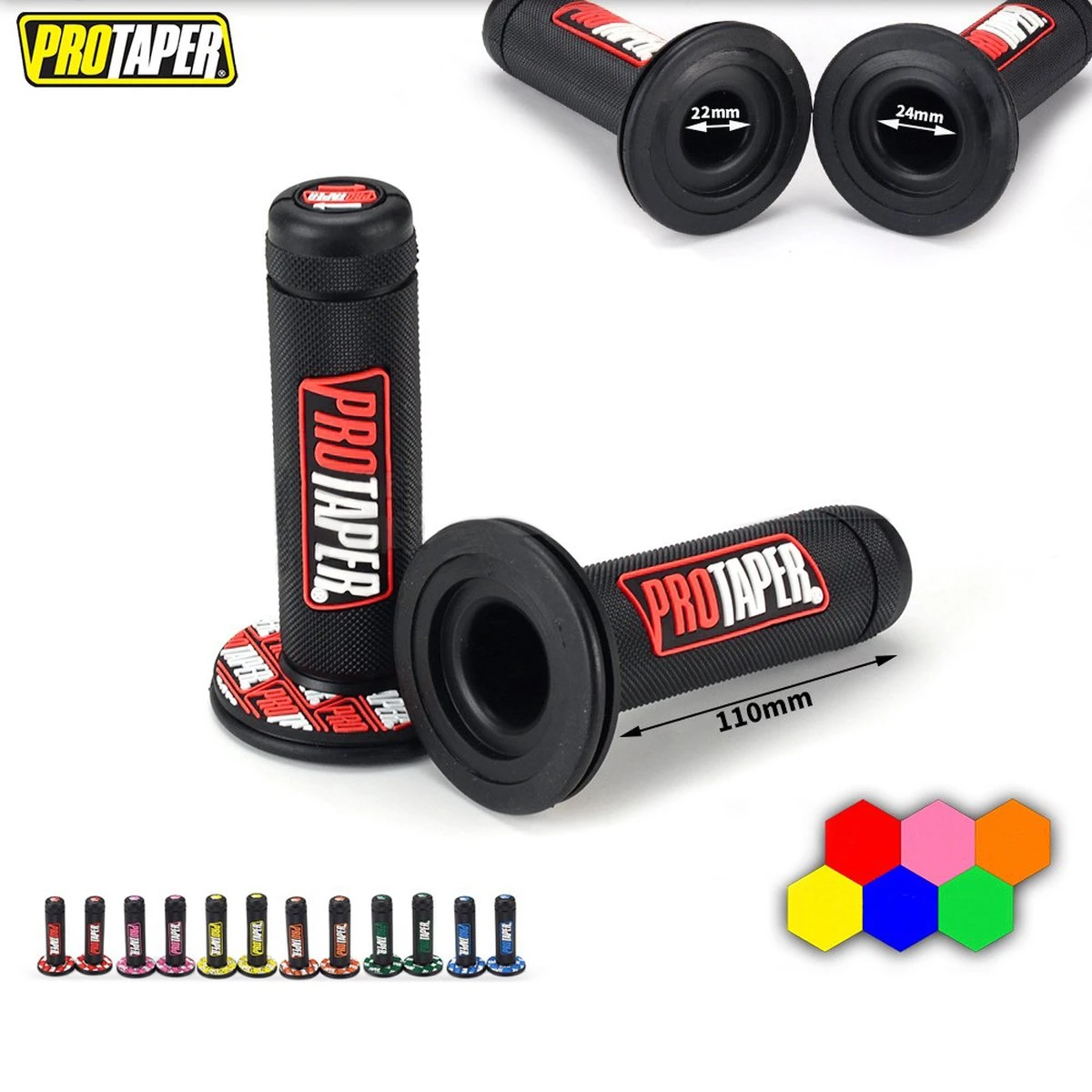 Handvatten ProTaper - Zwart/Rood - Scooter & Motor Accessoires - Universeel - Piaggio & Vespa & Motor Handvaten 2 Handvatten ProTaper - Zwart/Rood - Scooter & Motor Accessoires - Universeel - Piaggio & Vespa & Motor Handvaten - Afbeelding 2