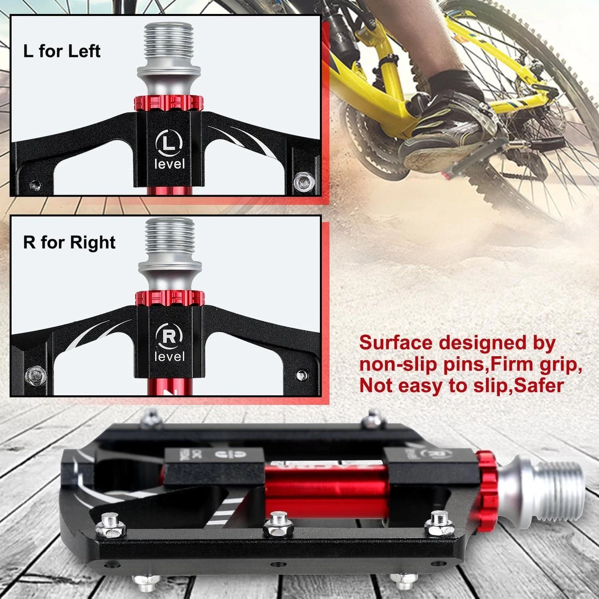 Zacro Mountainbike Pedalen - Aluminium Antislip Duurzame Fietspedalen - Ultrasterk Kleurrijk - CNC Gefreesd 3 Lager Anodiserende Fietspedalen - Voor BMX/MTB Racefiets 9/16" 3 Zacro Mountainbike Pedalen - Aluminium Antislip Duurzame Fietspedalen - Ultrasterk Kleurrijk - CNC Gefreesd 3 Lager Anodiserende Fietspedalen - Voor BMX/MTB Racefiets 9/16" - Afbeelding 3