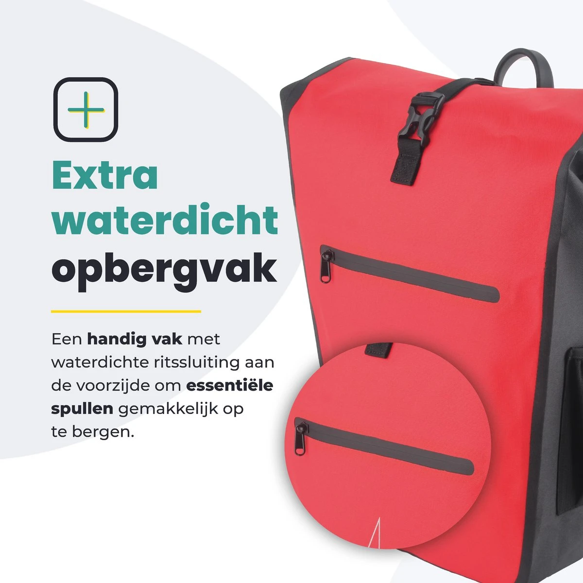 Voltano Luxe E-bike Fietstas 28L – Zwart / Rood – Pakaftas Met Laptop Vak – 100% Waterdicht - Met Gratis Schouderband 3 Voltano Luxe E-bike Fietstas 28L – Zwart / Rood – Pakaftas Met Laptop Vak – 100% Waterdicht - Met Gratis Schouderband - Afbeelding 3