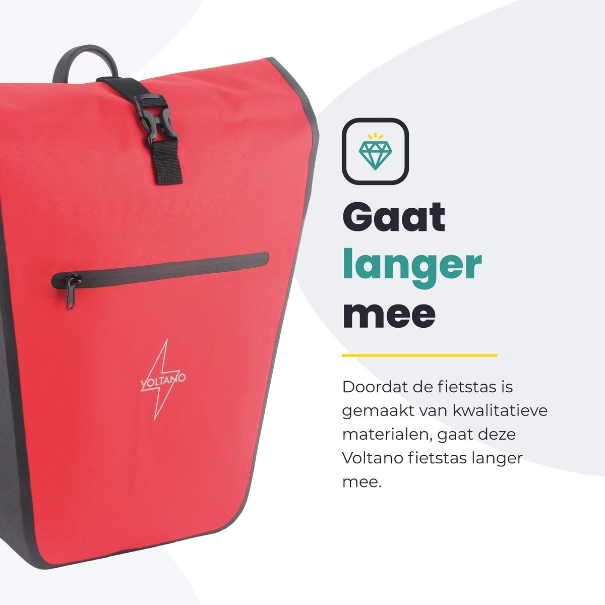 Voltano Luxe E-bike Fietstas 28L – Zwart / Rood – Pakaftas Met Laptop Vak – 100% Waterdicht - Met Gratis Schouderband 4 Voltano Luxe E-bike Fietstas 28L – Zwart / Rood – Pakaftas Met Laptop Vak – 100% Waterdicht - Met Gratis Schouderband - Afbeelding 4