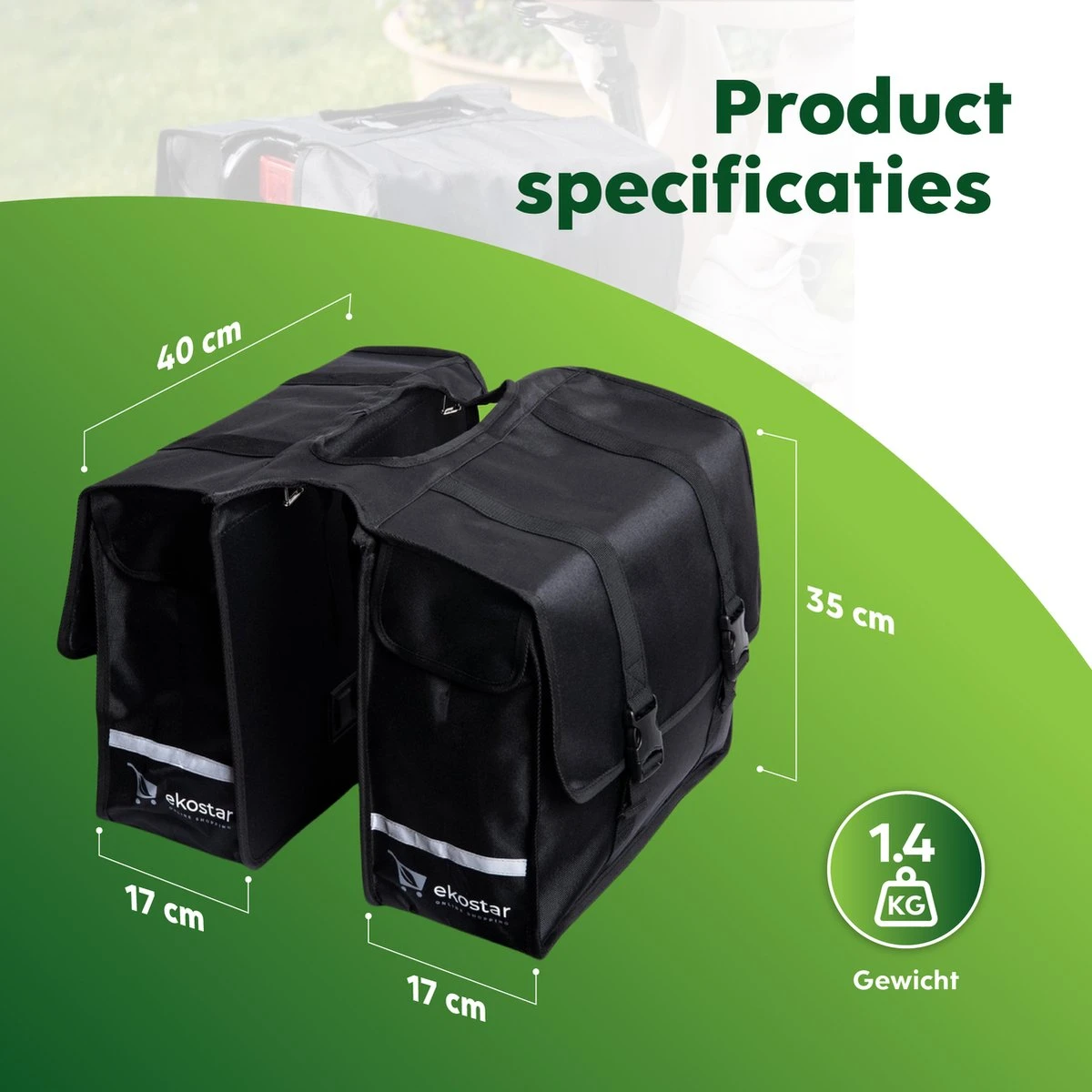 Ekostar® Online Shopping - Fietstassen Dubbel - Waterafstotend - Fietstas - 46 Liter - Fietstassen Elektrische Fietsen 3 Ekostar® Online Shopping - Fietstassen Dubbel - Waterafstotend - Fietstas - 46 Liter - Fietstassen Elektrische Fietsen - Afbeelding 3