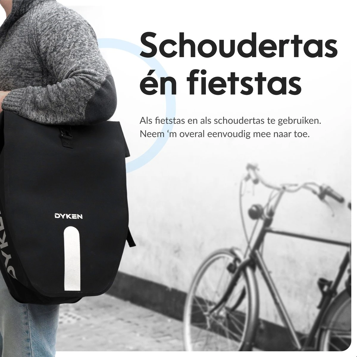 Dyken Fietstas Enkele - Waterdicht - 2-in-1 Fietstas - Schoudertas - 20L - Zwart 4 Dyken Fietstas Enkele - Waterdicht - 2-in-1 Fietstas - Schoudertas - 20L - Zwart - Afbeelding 4