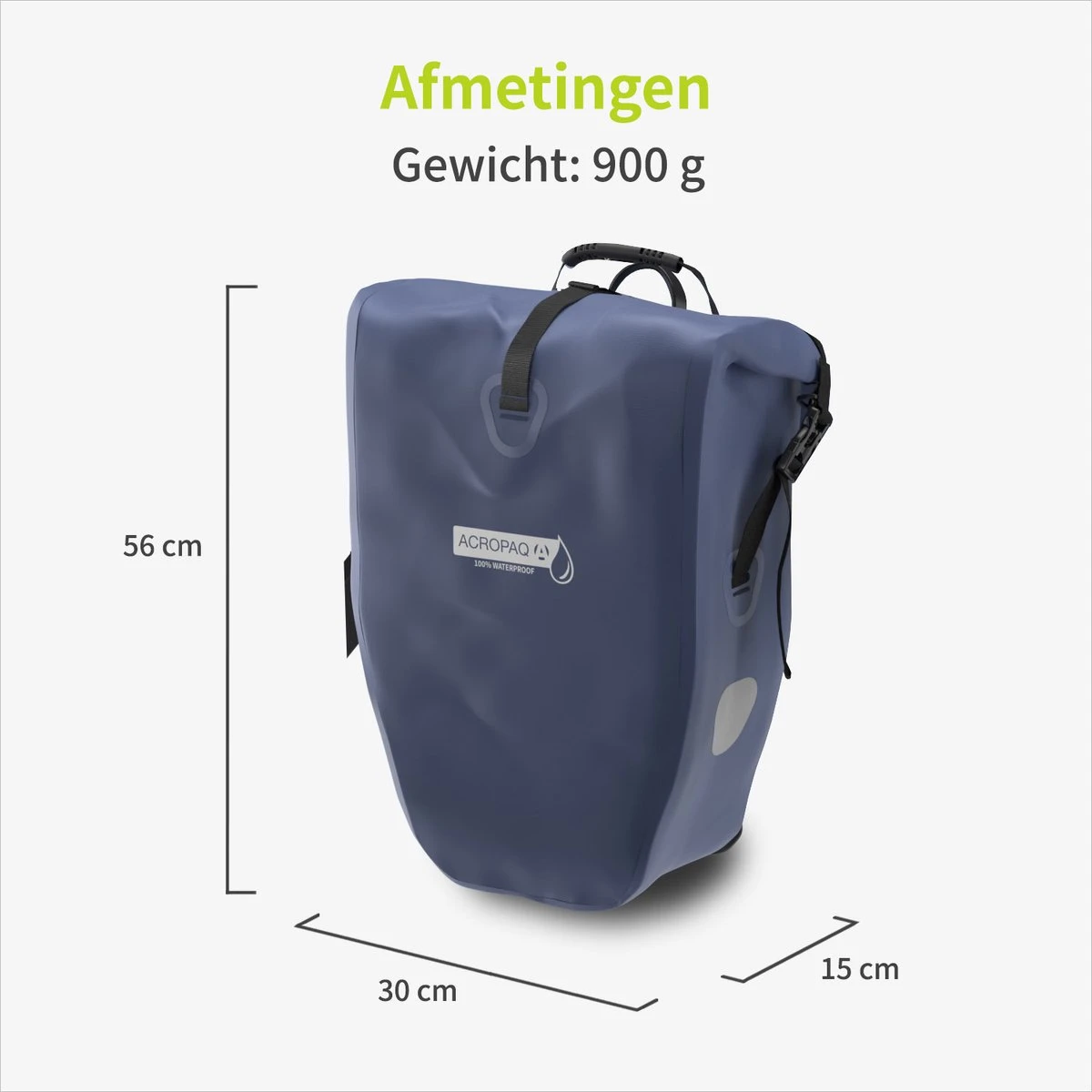 ACROPAQ Fietstas - Enkele, 25L, Waterdicht, Dragen Als Handtas En Schoudertas, Met Reflectoren - Ook Voor Elektrische Fietsen - Donkerblauw 2 ACROPAQ Fietstas - Enkele, 25L, Waterdicht, Dragen Als Handtas En Schoudertas, Met Reflectoren - Ook Voor Elektrische Fietsen - Donkerblauw - Afbeelding 2