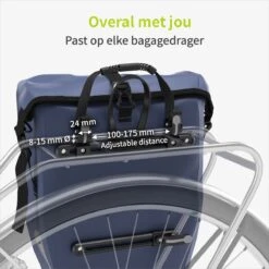 ACROPAQ Fietstas - Enkele, 25L, Waterdicht, Dragen Als Handtas En Schoudertas, Met Reflectoren - Ook Voor Elektrische Fietsen - Donkerblauw 11 ACROPAQ Fietstas - Enkele, 25L, Waterdicht, Dragen Als Handtas En Schoudertas, Met Reflectoren - Ook Voor Elektrische Fietsen - Donkerblauw -Fietsuitrustings Winkel 1200x1200 529