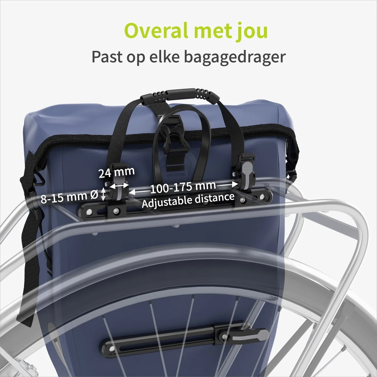 ACROPAQ Fietstas - Enkele, 25L, Waterdicht, Dragen Als Handtas En Schoudertas, Met Reflectoren - Ook Voor Elektrische Fietsen - Donkerblauw 5 ACROPAQ Fietstas - Enkele, 25L, Waterdicht, Dragen Als Handtas En Schoudertas, Met Reflectoren - Ook Voor Elektrische Fietsen - Donkerblauw - Afbeelding 5
