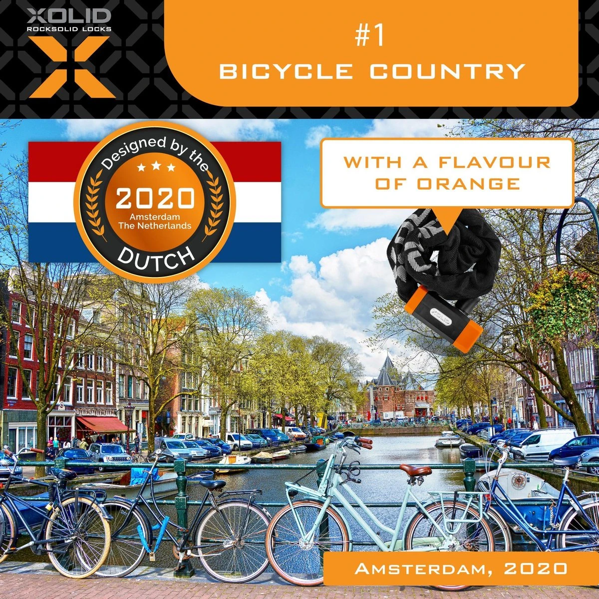 Xolid Kettingslot Fiets - Oranje/Zwart Fietsslot Ketting - Slot 90CM 6 Xolid Kettingslot Fiets - Oranje/Zwart Fietsslot Ketting - Slot 90CM - Afbeelding 6