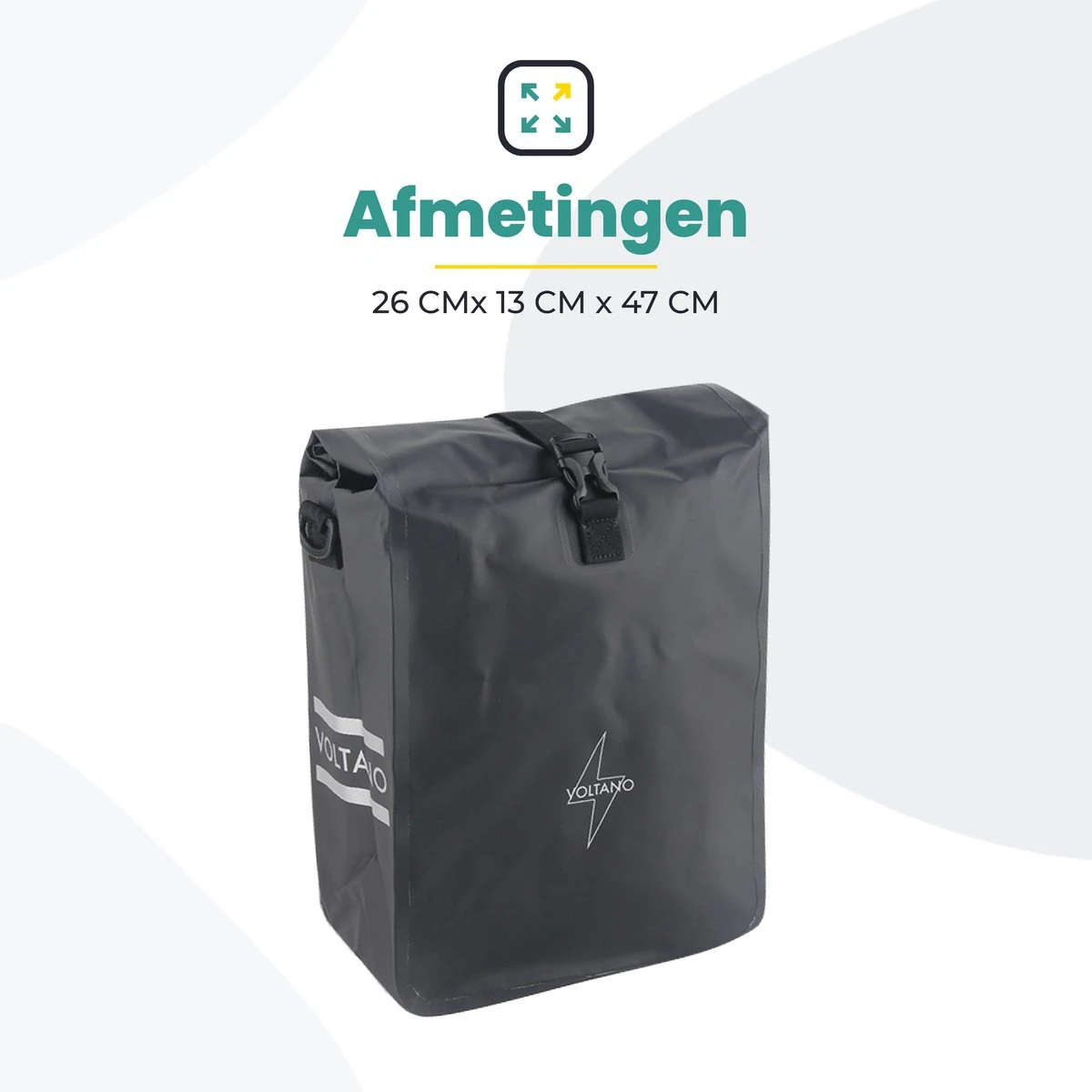 Voltano Fietstas 16L – Zwart – Enkele Pakaftas – 100% Waterdicht - Gratis Schouderband 3 Voltano Fietstas 16L – Zwart – Enkele Pakaftas – 100% Waterdicht - Gratis Schouderband - Afbeelding 3