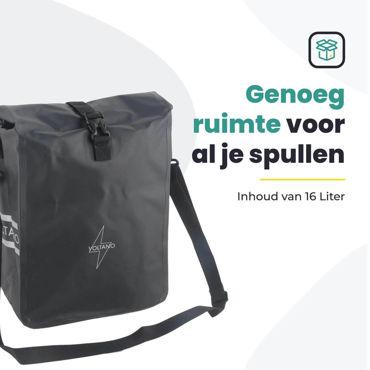Voltano Fietstas 16L – Zwart – Enkele Pakaftas – 100% Waterdicht - Gratis Schouderband 4 Voltano Fietstas 16L – Zwart – Enkele Pakaftas – 100% Waterdicht - Gratis Schouderband - Afbeelding 4