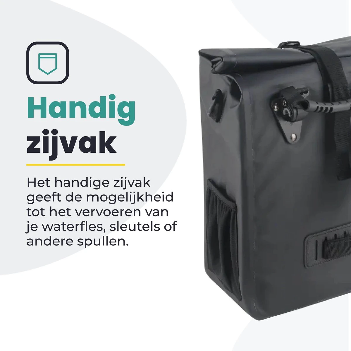 Voltano Fietstas 16L – Zwart – Enkele Pakaftas – 100% Waterdicht - Gratis Schouderband 7 Voltano Fietstas 16L – Zwart – Enkele Pakaftas – 100% Waterdicht - Gratis Schouderband - Afbeelding 7