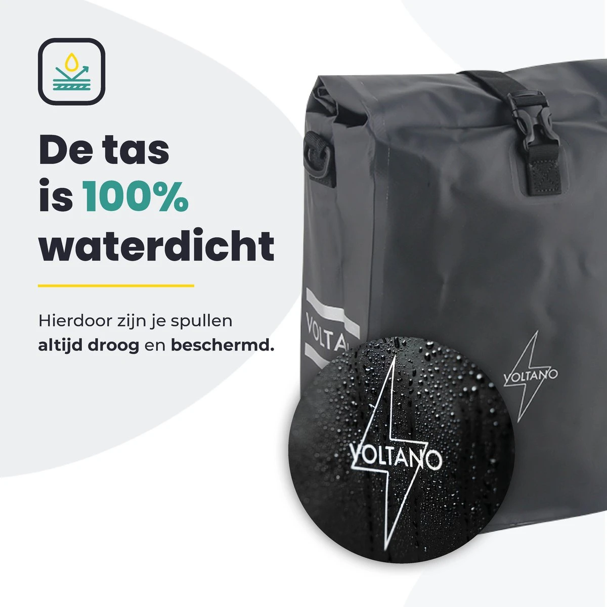 Voltano Fietstas 16L – Zwart – Enkele Pakaftas – 100% Waterdicht - Gratis Schouderband 12 Voltano Fietstas 16L – Zwart – Enkele Pakaftas – 100% Waterdicht - Gratis Schouderband - Afbeelding 12