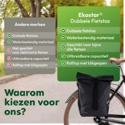 Ekostar® Online Shopping - Fietstassen Dubbel - Rolltop - Fietstas - Waterbestendig - Fietstassen Elektrische Fietsen - 46 L -Fietsuitrustings Winkel 1200x1200 689