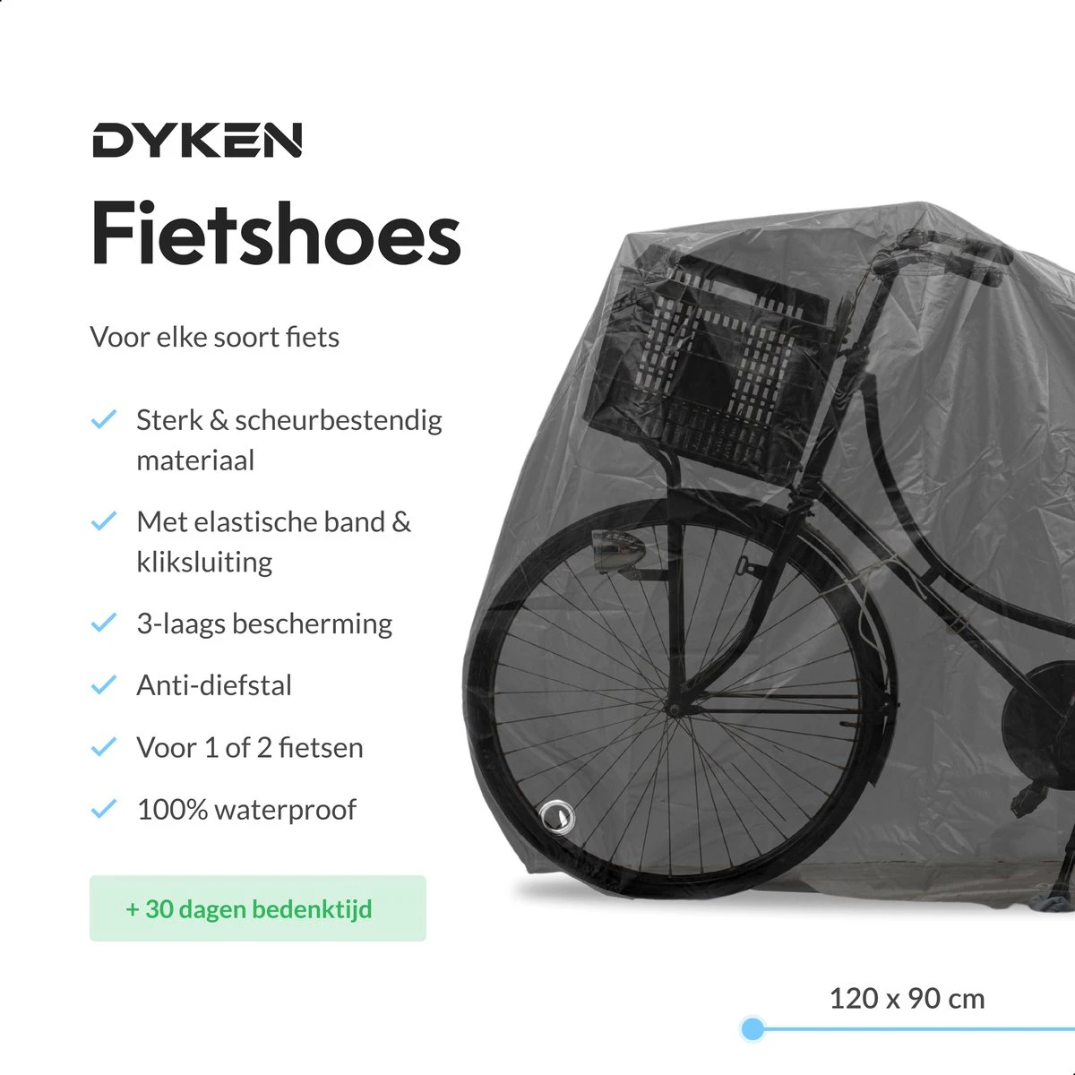 Dyken Fietshoes - Universele Fietsbeschermhoes - Waterdicht - Voor Fietsen En (kleine) Scooters - 300D Oxford - 1-2 Fietsen 2 Dyken Fietshoes - Universele Fietsbeschermhoes - Waterdicht - Voor Fietsen En (kleine) Scooters - 300D Oxford - 1-2 Fietsen - Afbeelding 2