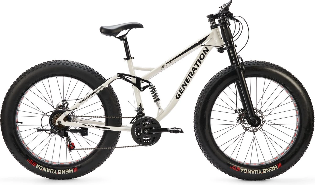 Generation SUPER BIKE Mountainbike 26 Inch - Wit - Brede Banden 1 Generation SUPER BIKE Mountainbike 26 Inch - Wit - Brede Banden