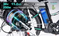 HITWAY 26 Inch E-bike, Elektrische Fiets Voor Heren En Dames, Pedelec Stadsfietsen, 250 W Motor, 36 V/11,2 Ah E-bike, Shimano 7 Versnellingen, 35-90 Km| Wit / Blauw -Fietsuitrustings Winkel 1200x742 10