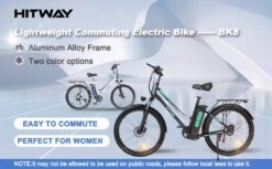 HITWAY 26 Inch E-bike, Elektrische Fiets Voor Heren En Dames, Pedelec Stadsfietsen, 250 W Motor, 36 V/11,2 Ah E-bike, Shimano 7 Versnellingen, 35-90 Km| Wit / Blauw -Fietsuitrustings Winkel 1200x742 11