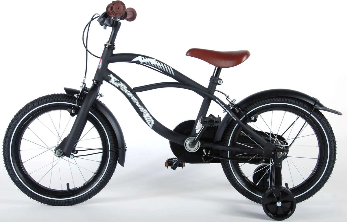 Volare Black Cruiser Kinderfiets - Jongens - 16 Inch - Zwart - 2 Handremmen 8 Volare Black Cruiser Kinderfiets - Jongens - 16 Inch - Zwart - 2 Handremmen - Afbeelding 8