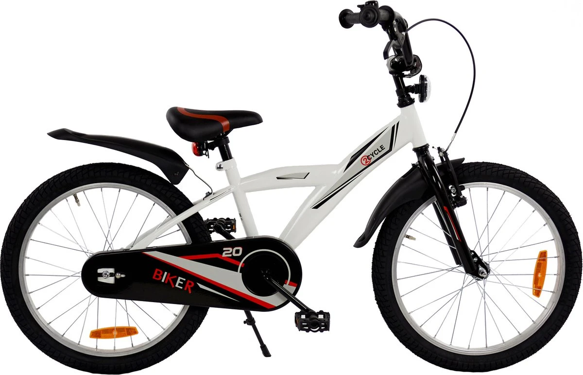2Cycle Biker Kinderfiets - 20 Inch - Wit - Jongensfiets 5 2Cycle Biker Kinderfiets - 20 Inch - Wit - Jongensfiets - Afbeelding 5