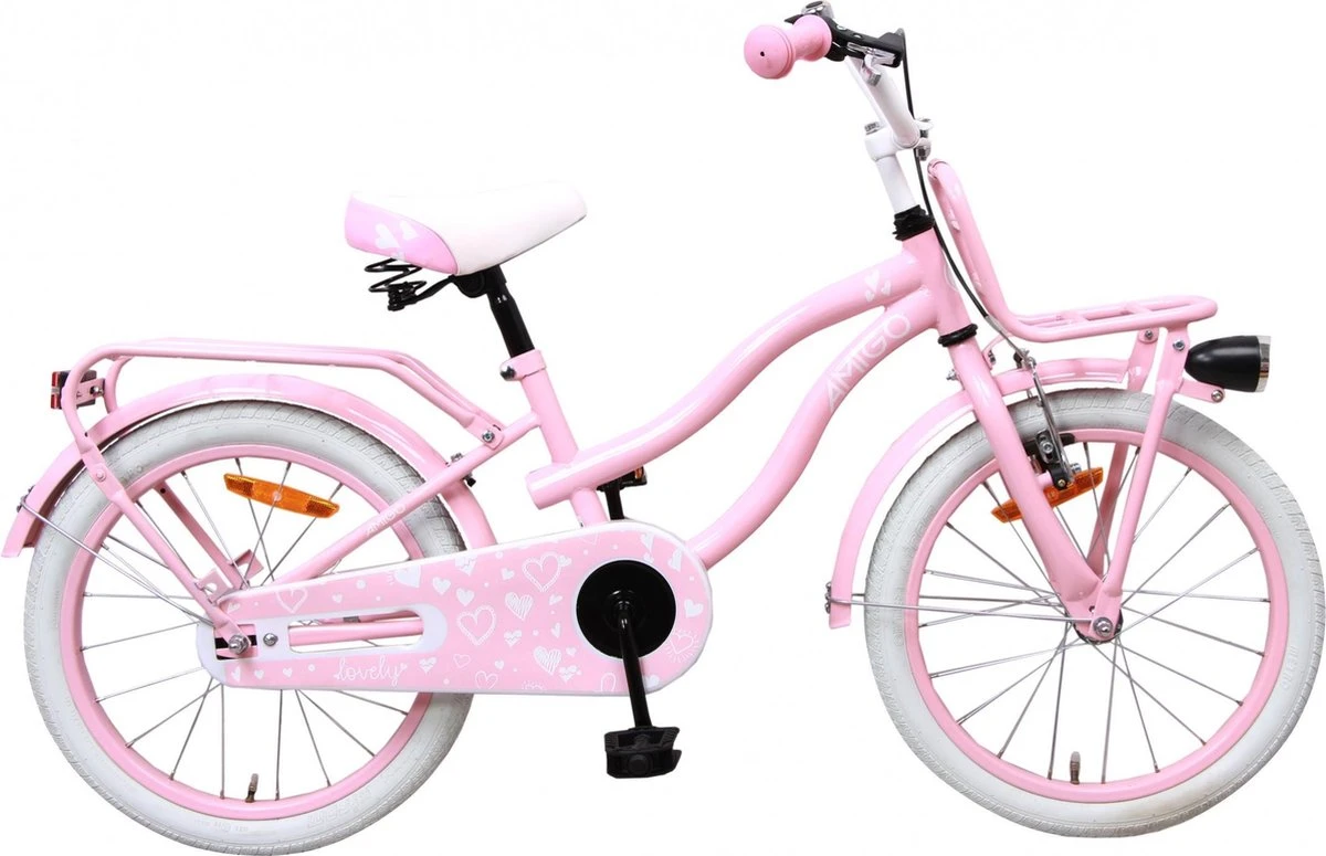 Amigo Lovely - Kinderfiets 18 Inch - Meisjes - Roze 1 Amigo Lovely - Kinderfiets 18 Inch - Meisjes - Roze