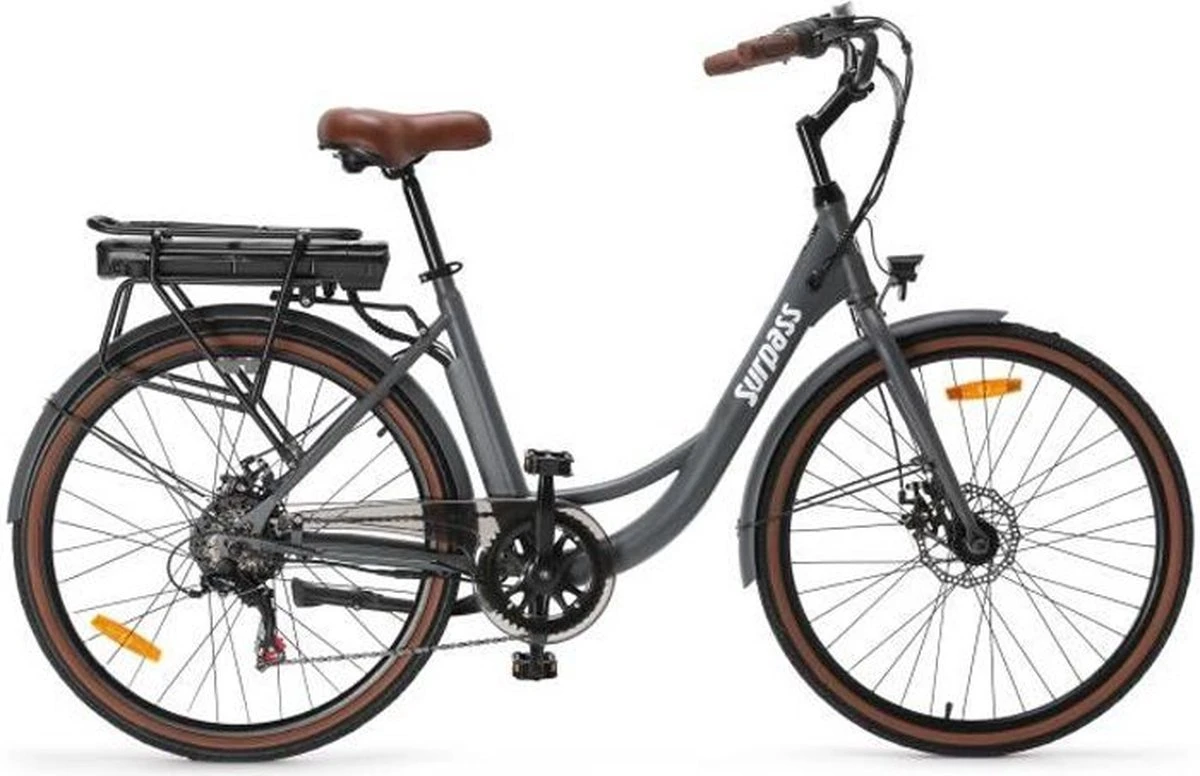 Elektrische Stadsfiets 26 '' (F264) - Stalen Frame - 6 Versnellingen Shimano - Schijfremmen - 10 Ah - Grijs 1 Elektrische Stadsfiets 26 '' (F264) - Stalen Frame - 6 Versnellingen Shimano - Schijfremmen - 10 Ah - Grijs