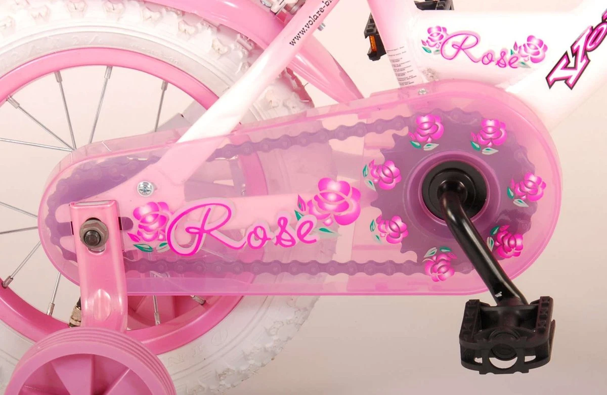 Volare Rose Kinderfiets - 12 Inch - Meisjes - Roze/wit - 95% Afgemonteerd 3 Volare Rose Kinderfiets - 12 Inch - Meisjes - Roze/wit - 95% Afgemonteerd - Afbeelding 3