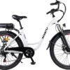 Myatu E-Bike Heren En Dames Lage Instap Met 45 Cm Aluminium Frame, 6 Versnellingen, 250 Wh Afneembare Lithium Batterij 40-80 Km Range, Trekking Ebike Met 1.95 X 26 Inch Wiel (Wit, Urban)