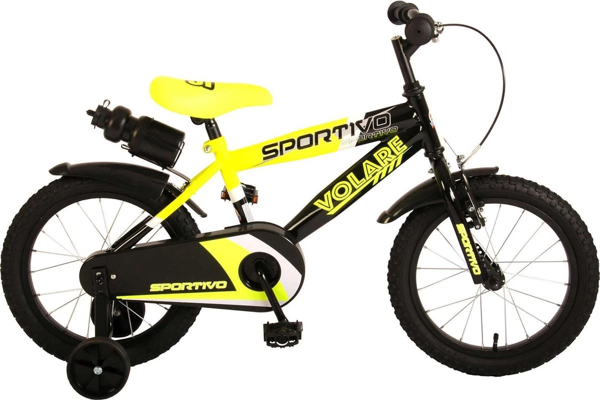 Volare Sportivo Kinderfiets - Jongens - 16 Inch - Neon Geel Zwart - 95% Afgemonteerd 1 Volare Sportivo Kinderfiets - Jongens - 16 Inch - Neon Geel Zwart - 95% Afgemonteerd
