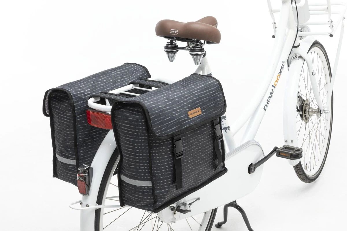 New Looxs Fiori Double Nomi Dubbele Fietstas - 30 Liter - Zwart 5 New Looxs Fiori Double Nomi Dubbele Fietstas - 30 Liter - Zwart - Afbeelding 5