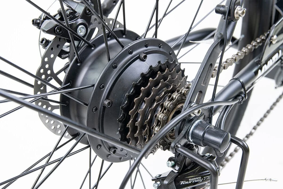 Myatu E-bike 26 Inch City Pedelec Voor Dames En Heren, Elektrische Fiets Met 12,5Ah Accu, 6 Versnellingen Shimano, Derailleur Versnellingen, Achter Motor 250 W-Zwart 4 Myatu E-bike 26 Inch City Pedelec Voor Dames En Heren, Elektrische Fiets Met 12,5Ah Accu, 6 Versnellingen Shimano, Derailleur Versnellingen, Achter Motor 250 W-Zwart - Afbeelding 4