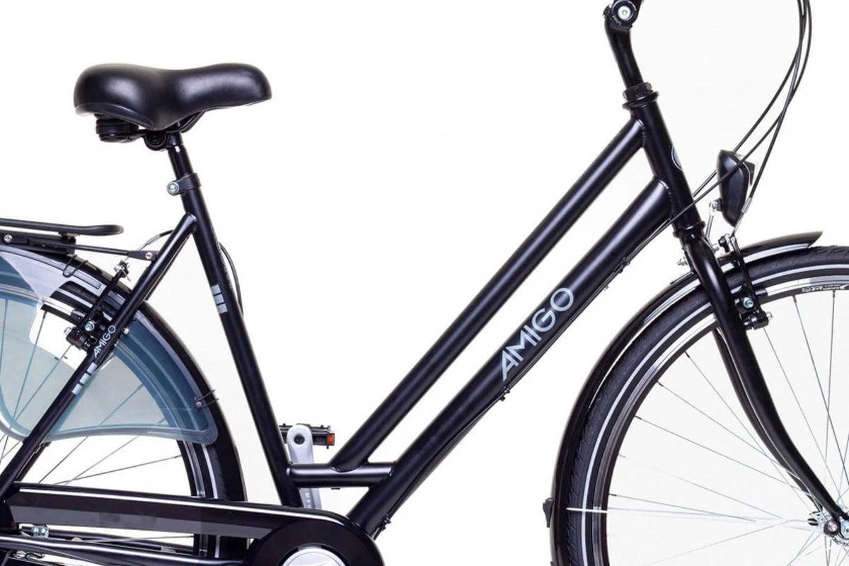 Amigo Bright - Damesfiets 28 Inch - Fiets Met 3 Versnellingen - Matzwart 2 Amigo Bright - Damesfiets 28 Inch - Fiets Met 3 Versnellingen - Matzwart - Afbeelding 2