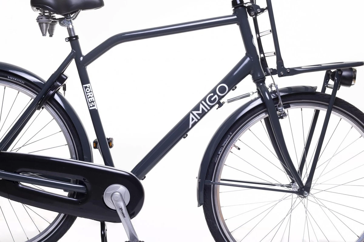 Amigo Forest - Transportfiets 28 Inch - Herenfiets Met Voordrager - Grijs 4 Amigo Forest - Transportfiets 28 Inch - Herenfiets Met Voordrager - Grijs - Afbeelding 4